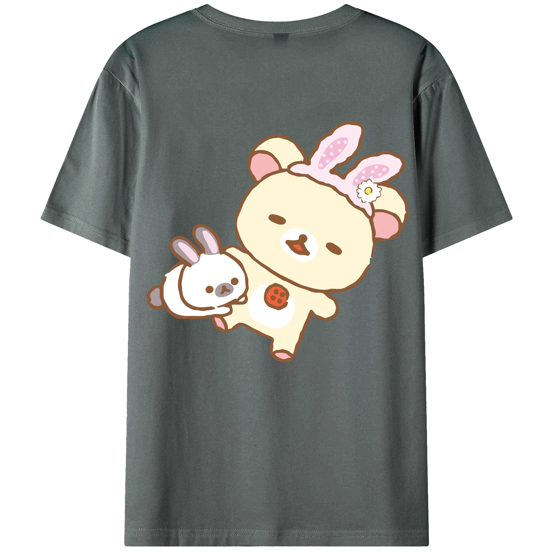 （画像用） リラックマ リラックマ キイロイトリ Rilakkuma Korilakkuma Kiiroitori 綿100％ メンズ半袖Tシャツ（バックプリント） 通気性